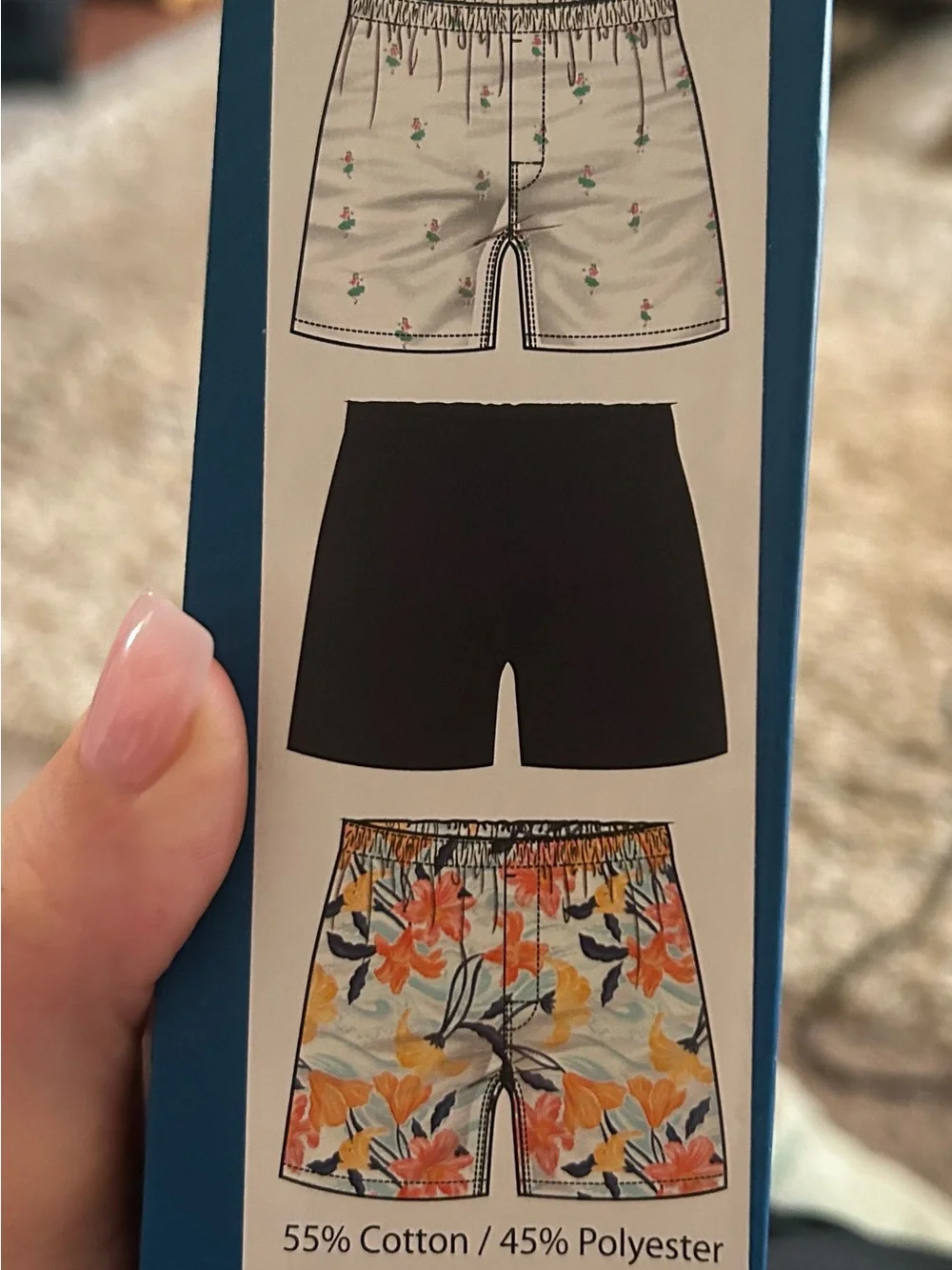 Caribbean Joe Navy & Cream 3-Pack Woven Boxers